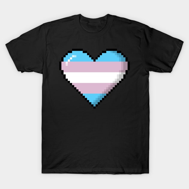 Transgender Pride Pixel Heart T-Shirt by wheedesign